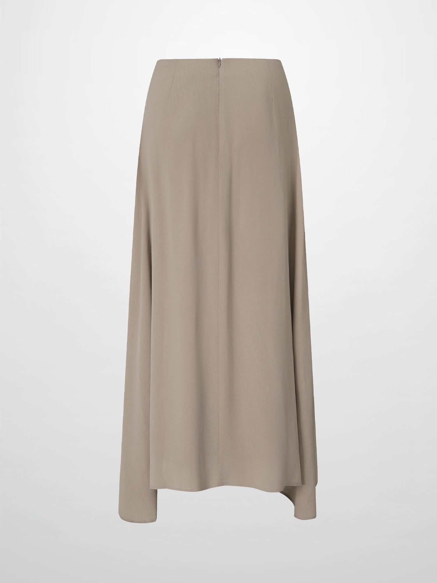 Curved Hem Maxi Skirt-Tan