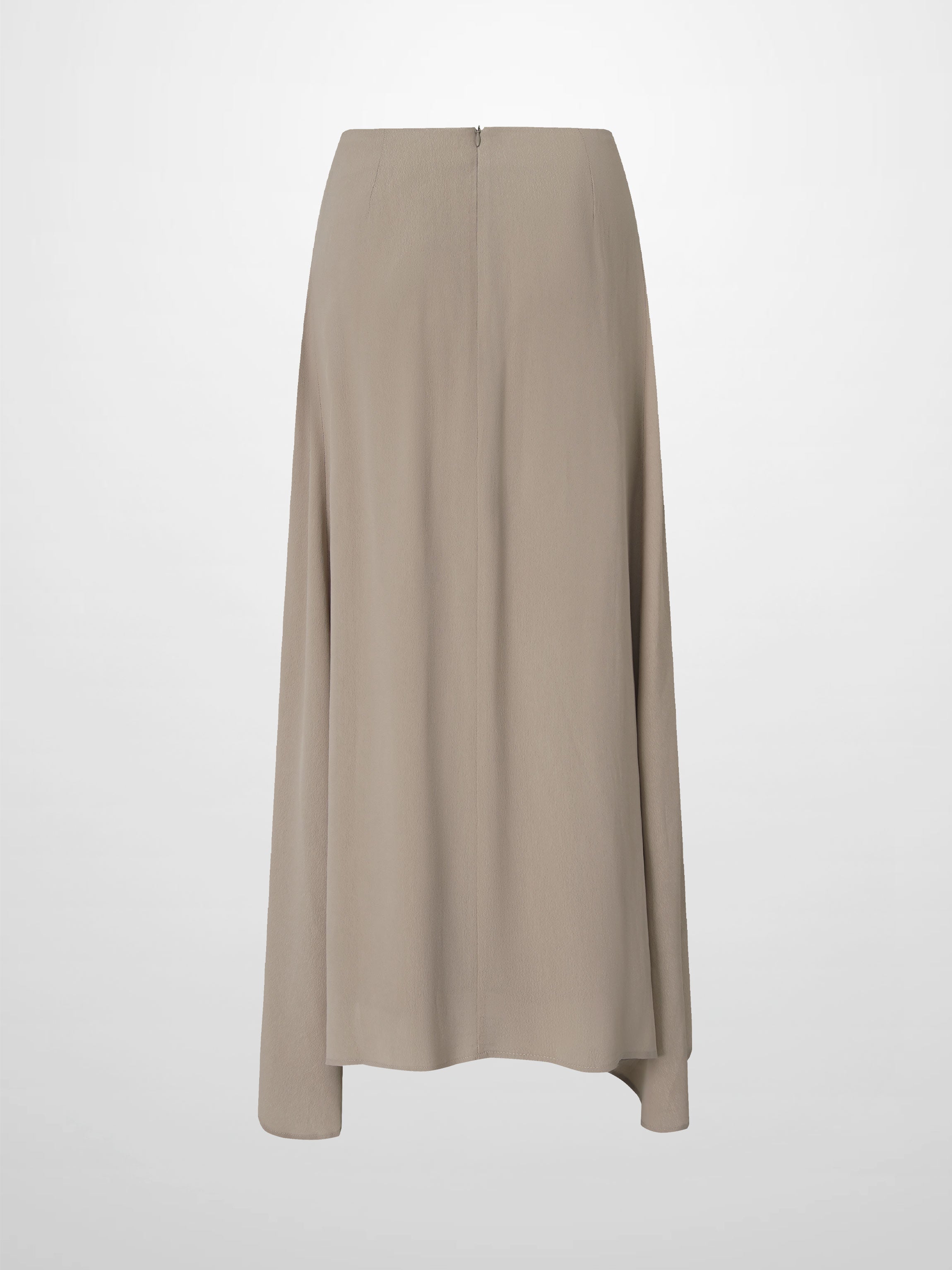 Curved Hem Maxi Skirt-Tan