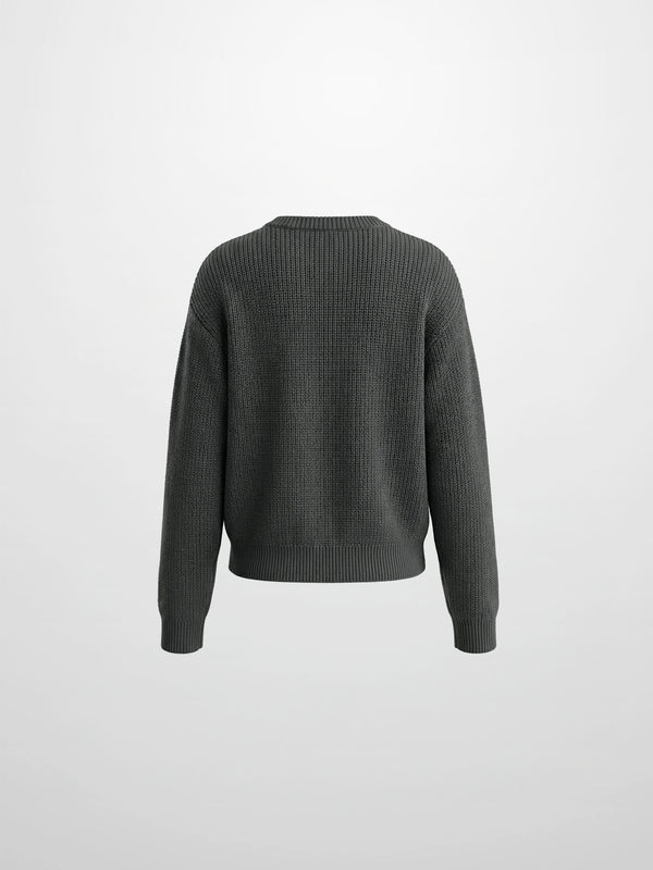 Embroidered Bow Sweater - Grey/Burgundy