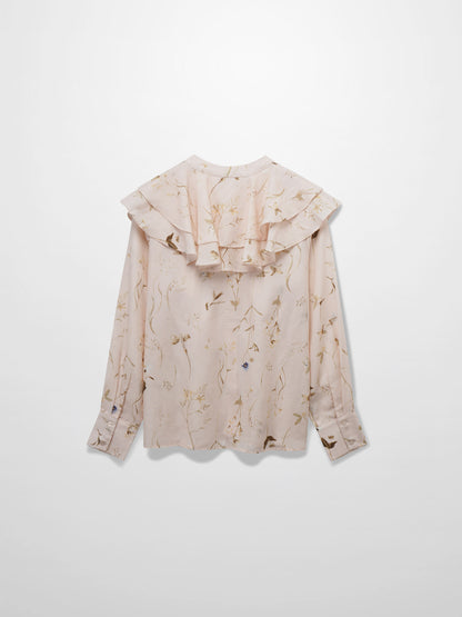 Double Ruffle Blouse-Pink Floral