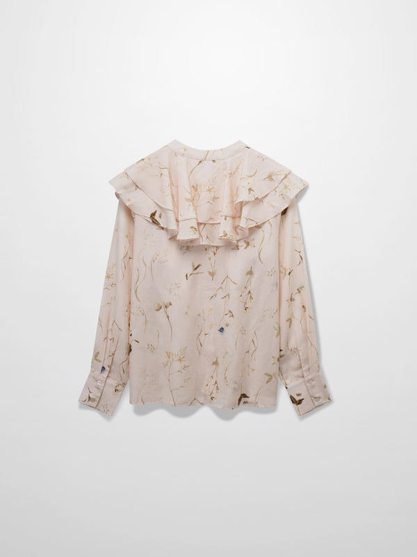 Double Ruffle Blouse-Pink Floral