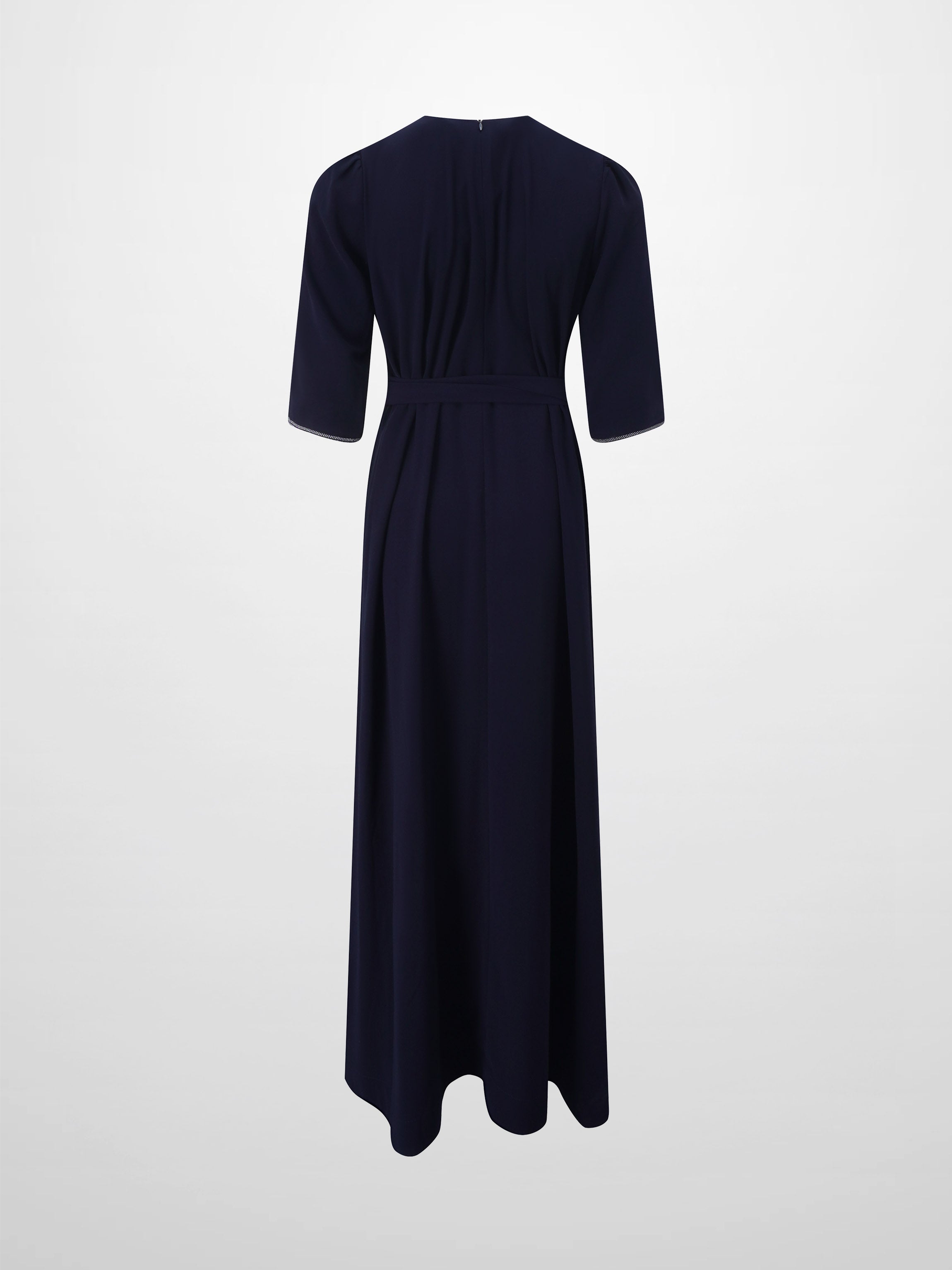 Tulip Sleeve Tie Back Dress-Navy