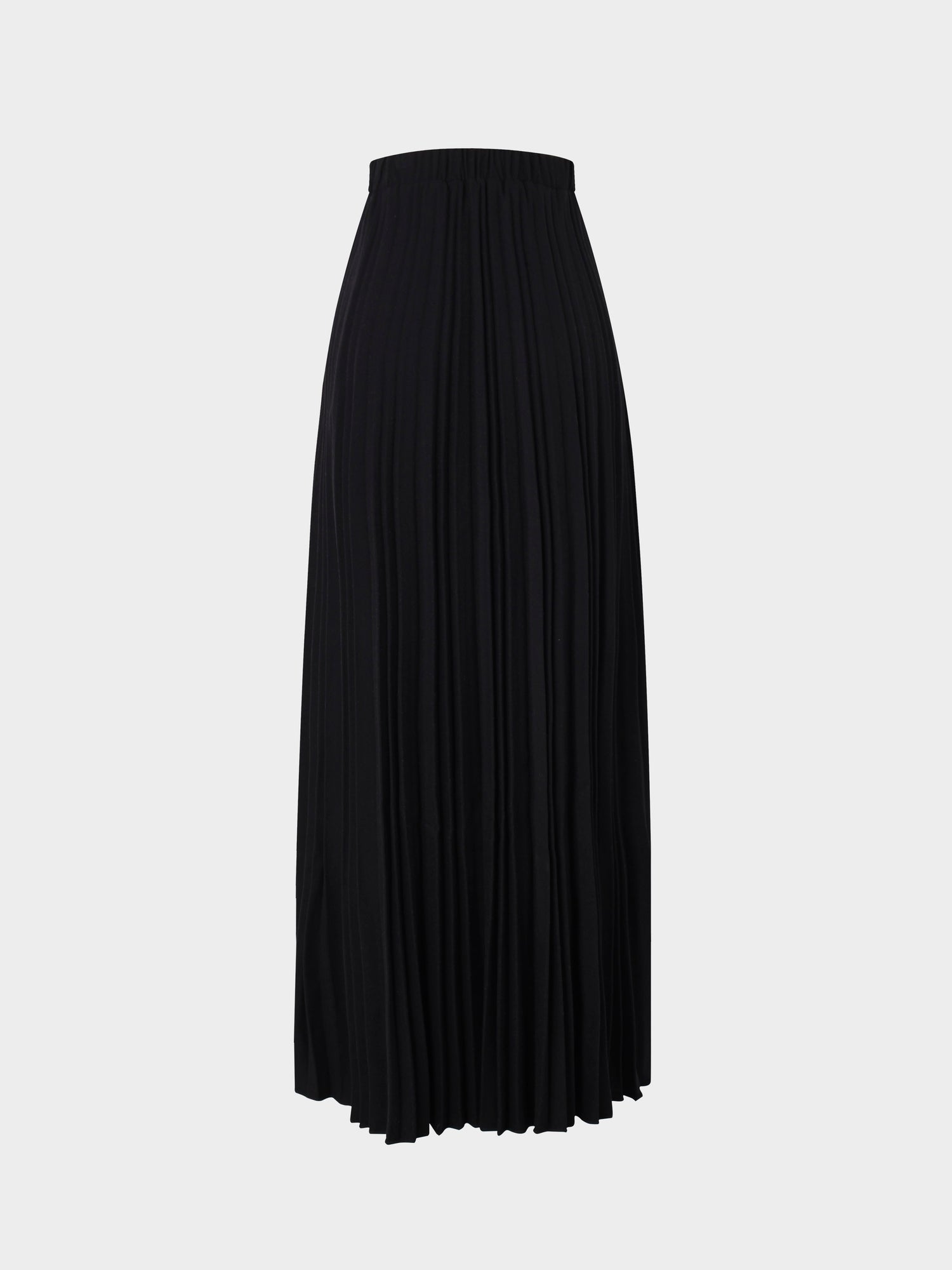 Wool Pleated Skirt-Black