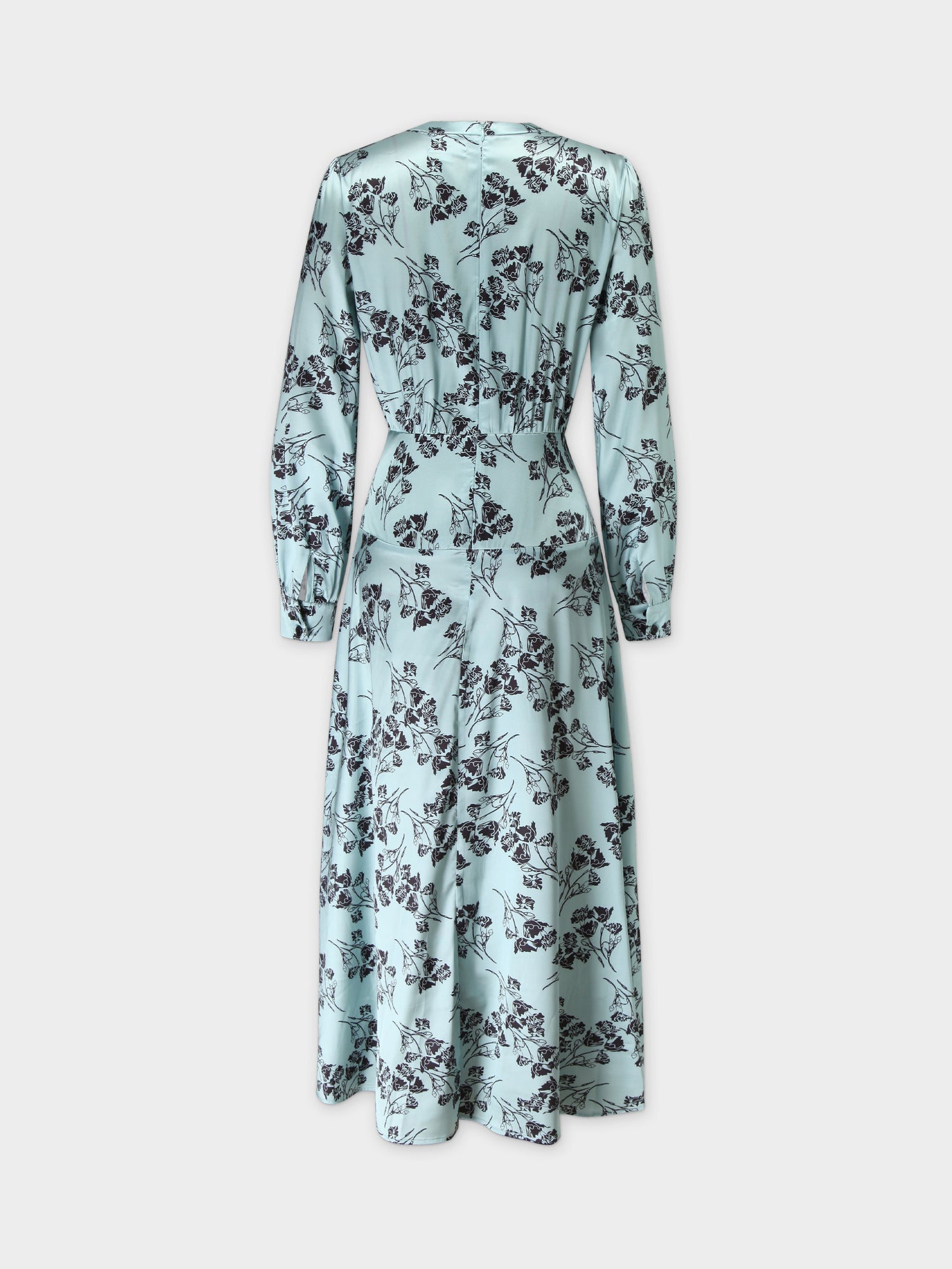 WAISTED YOLK DRESS-AQUA FLORAL