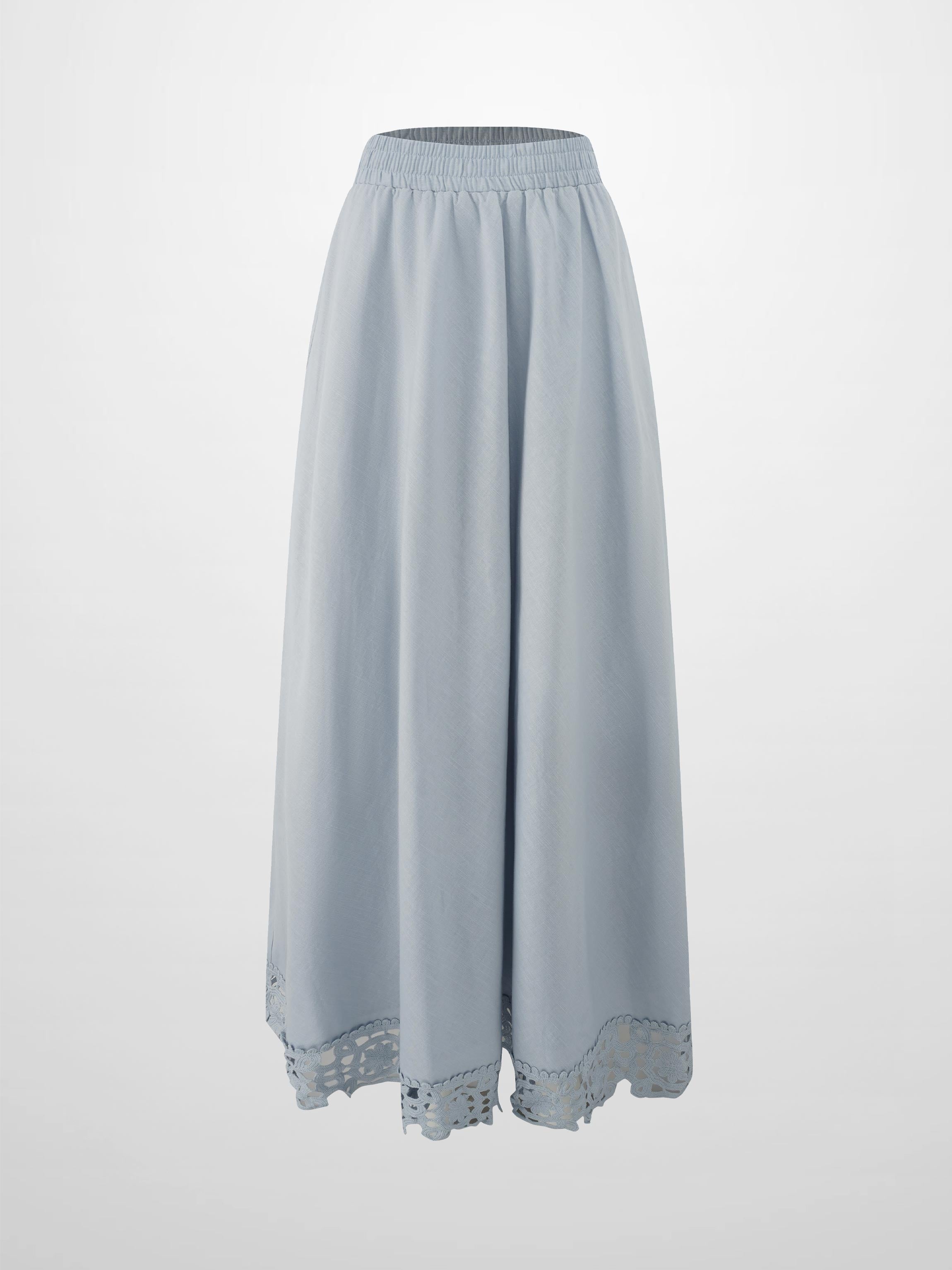 Crochet Trim Skirt-Light Blue