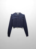 Cropped Bow Cardigan-Navy