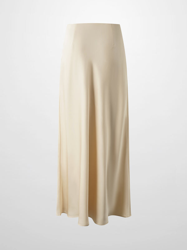 Solid Faux Satin Slip Skirt-Peach