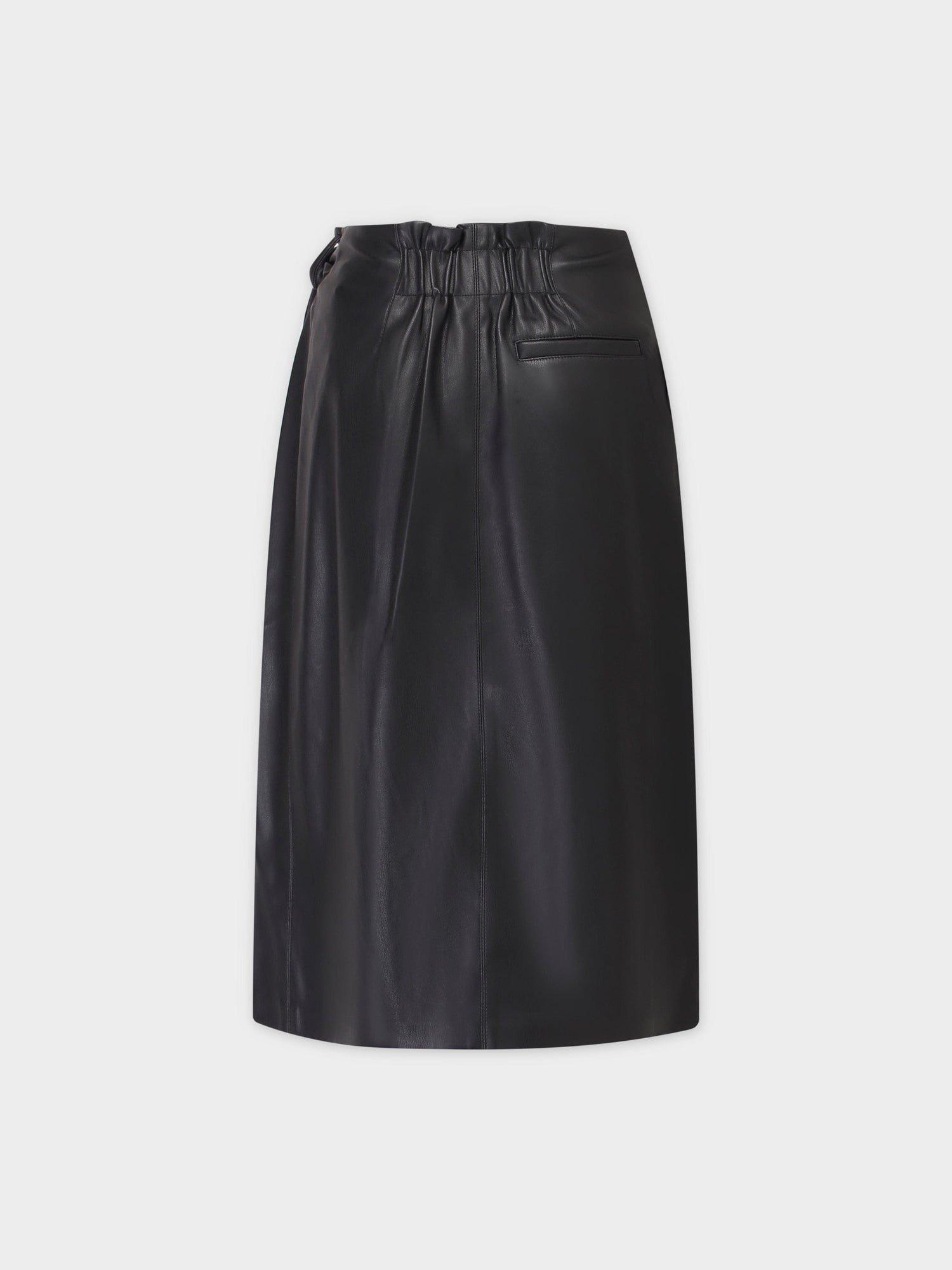 WRAP LEATHER SKIRT-BLACK