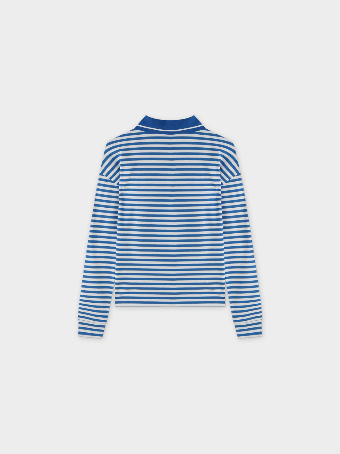 Striped Collar Tee-Blue/White