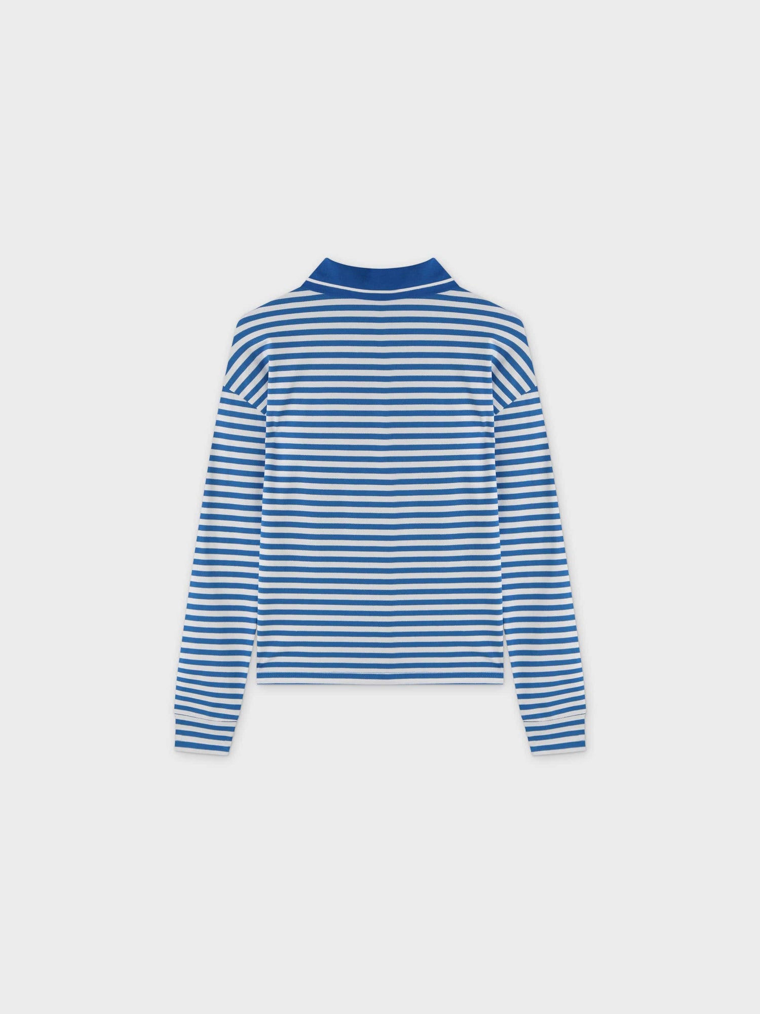 Striped Collar Tee-Blue/White