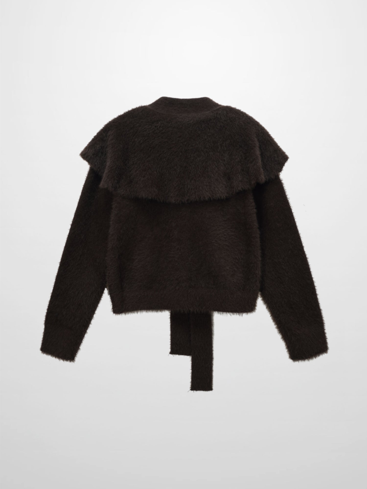 Mohair Shawl Collar Cardigan-Brown