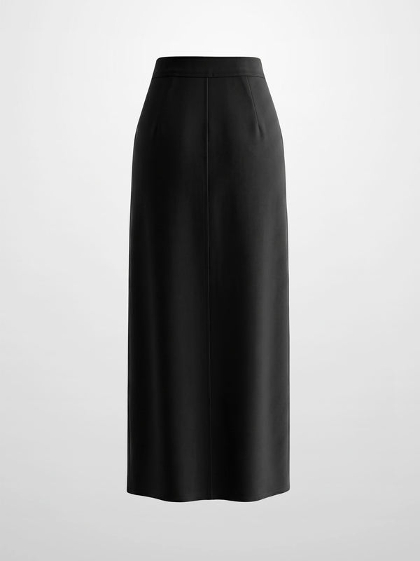 Straight Ponte Maxi Skirt-Black