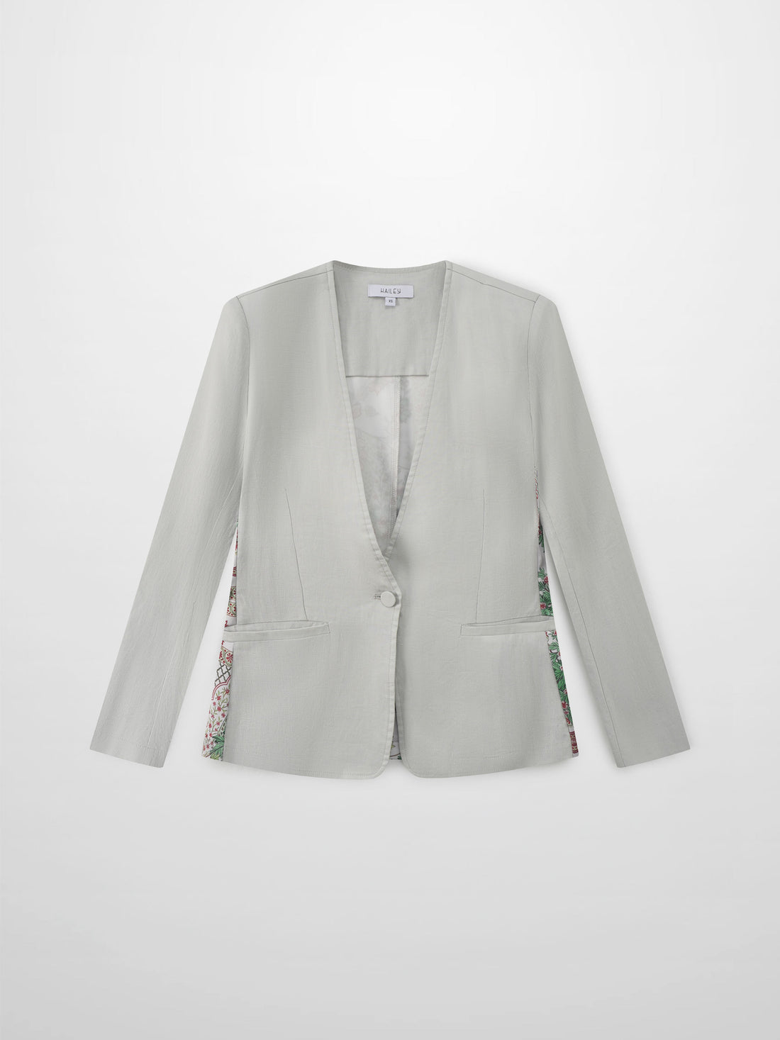 Silky Back Printed Blazer-Grey/Multi Color