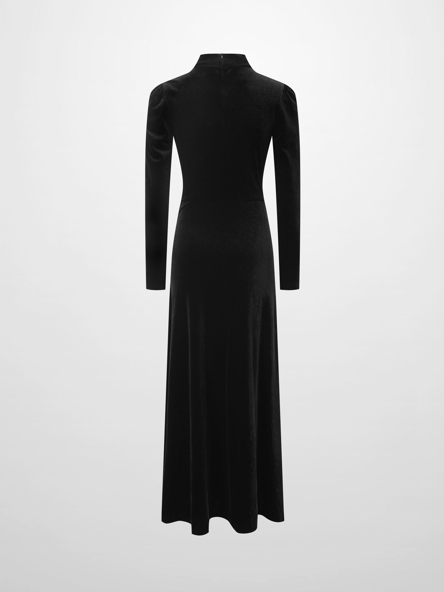 Velour Front Knot Maxi Dress-Black