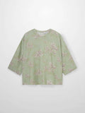 Linen Blend Crop Swing Top-Soft Floral