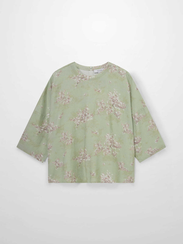 Linen Blend Crop Swing Top-Soft Floral