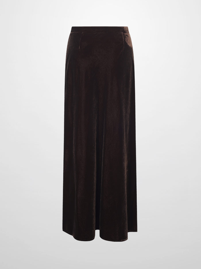 Velvet Flare Skirt-Brown