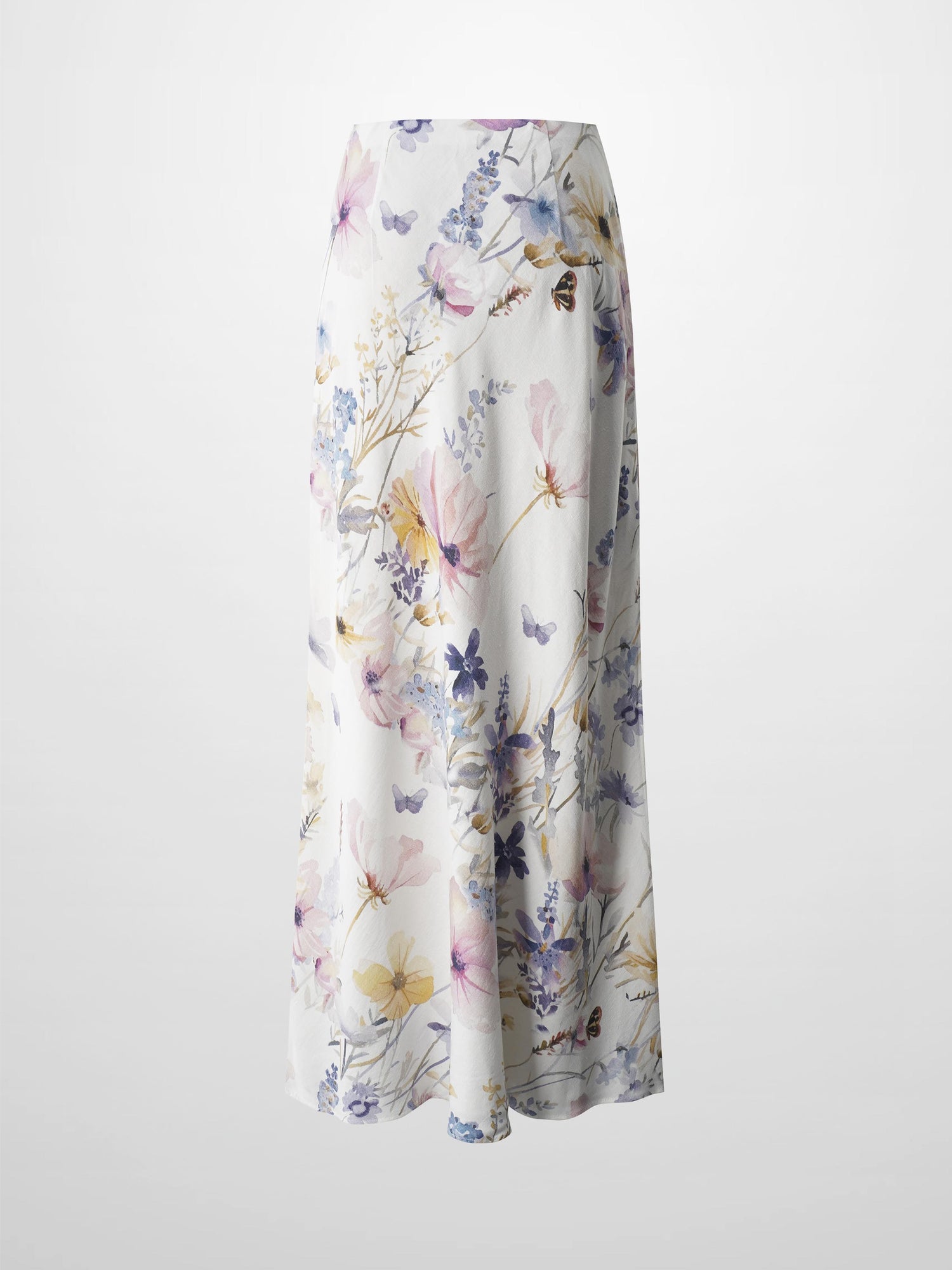 Printed Linen Blend Slip Skirt-Scattered Flowers