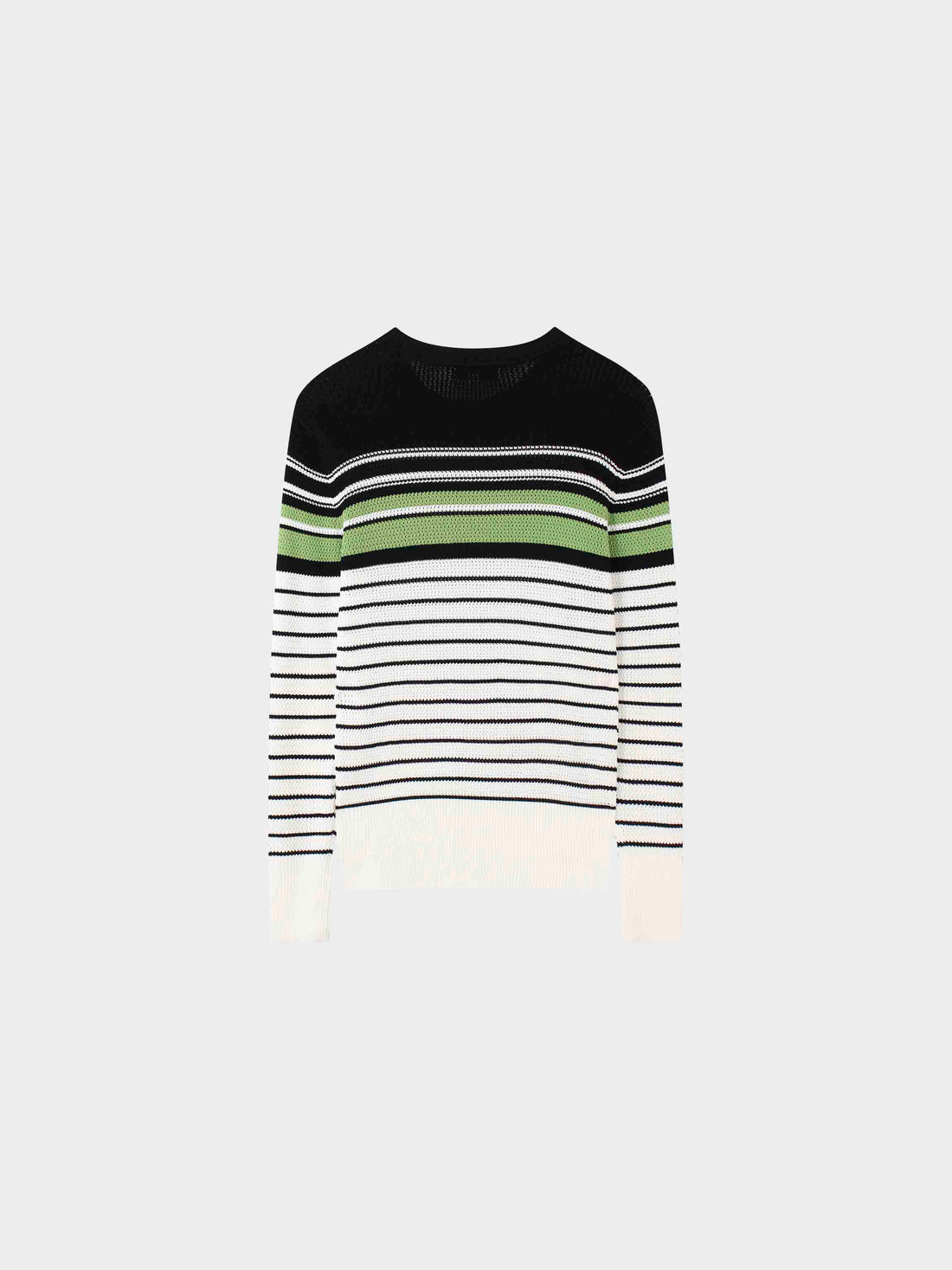 Crochet Nautical Sweater-Green/Black Stripe