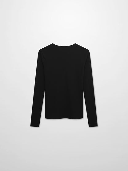 Soft Ribbed High V Tee-Black