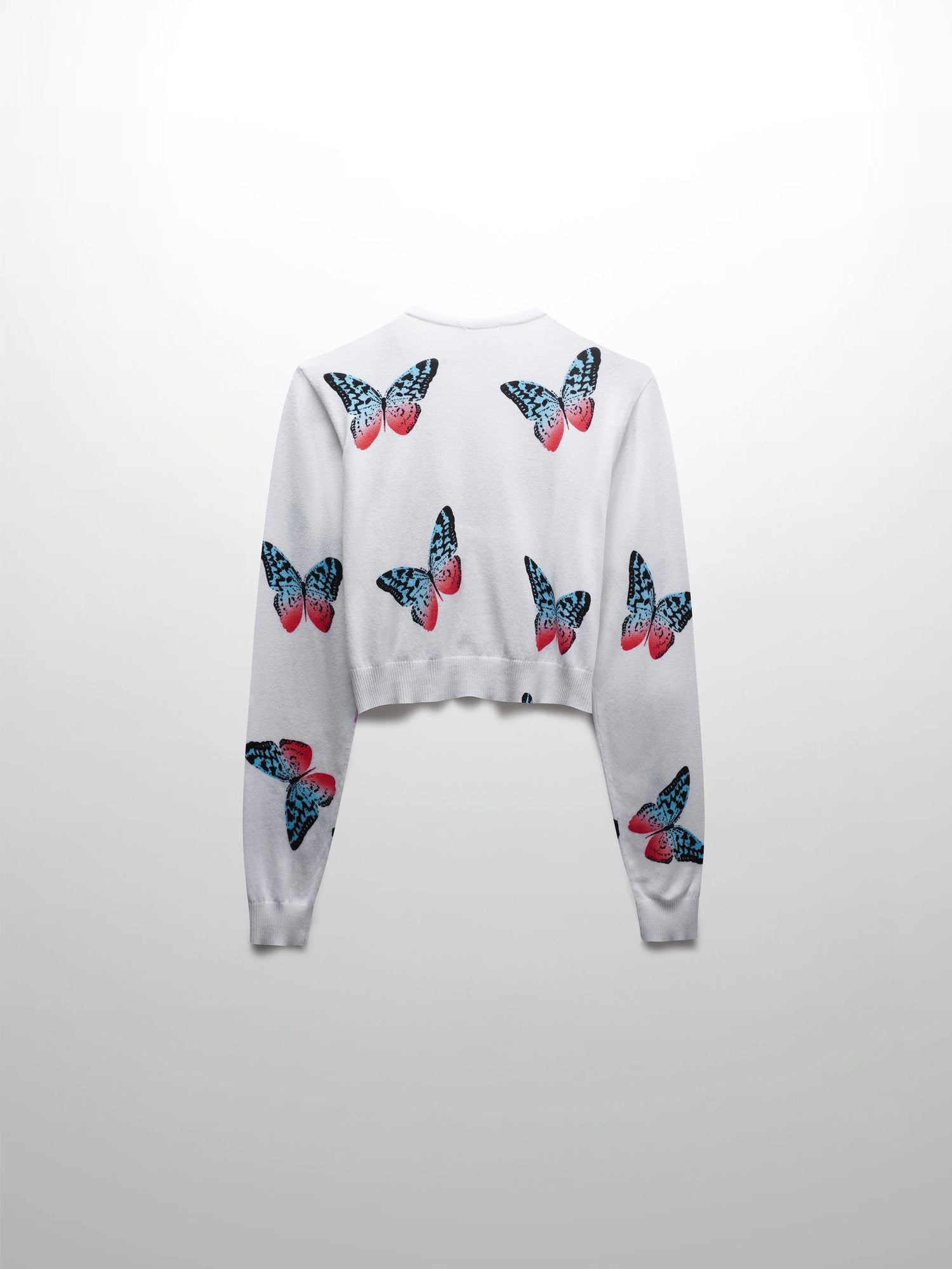 Printed Cardigan-White Butterfly