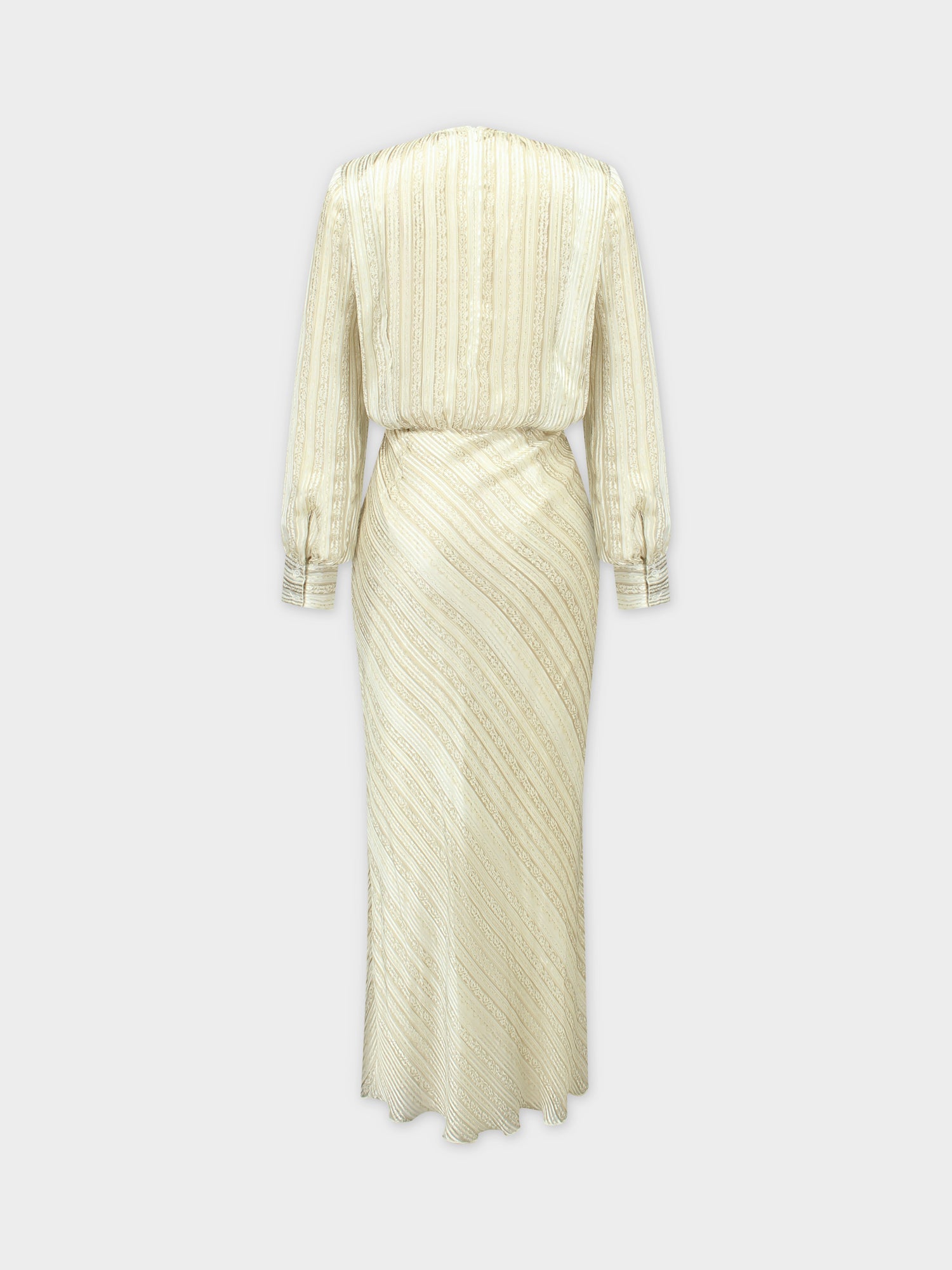 STRIPED RIBBON DRESS-CREAM