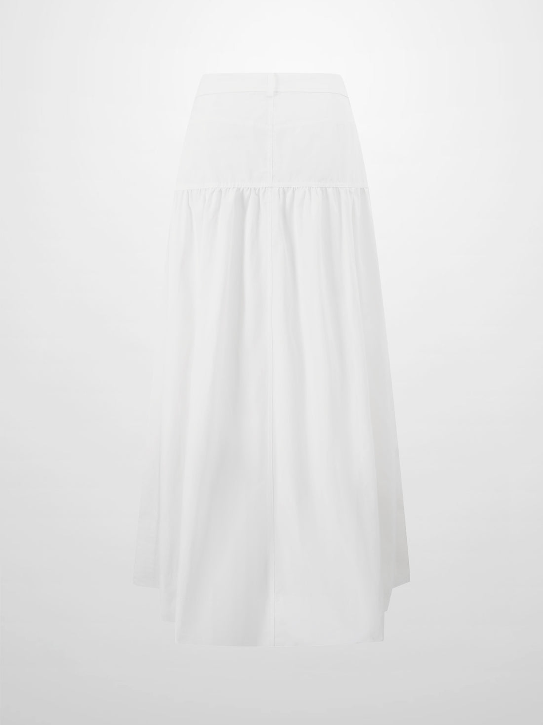 Gathered Drop Waist Yoke Skirt-White