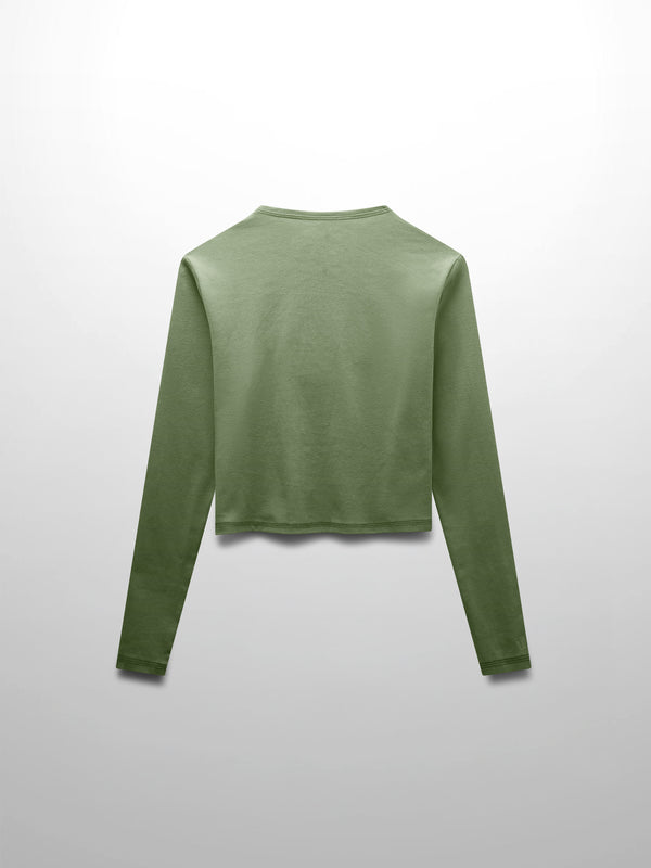 Basic T-Shirt Cropped Cardigan-Olive
