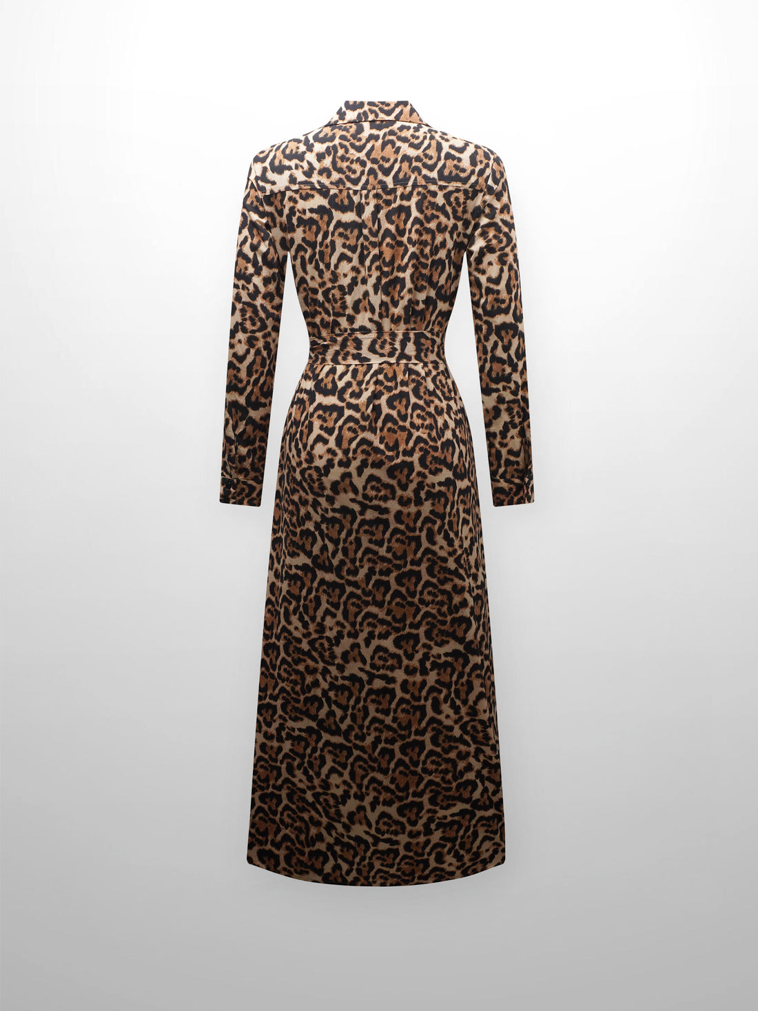 Long Button Down Shirtdress-Leopard Print