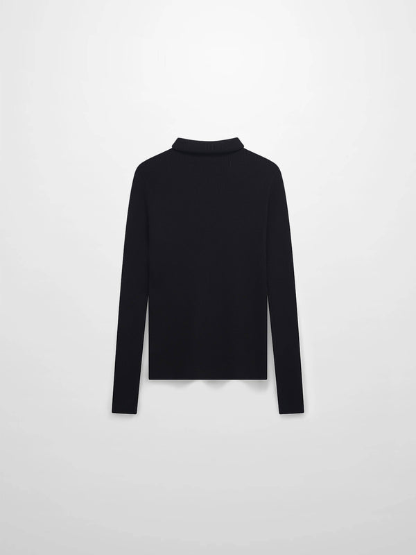 Knit Ribbed Turtleneck-Black
