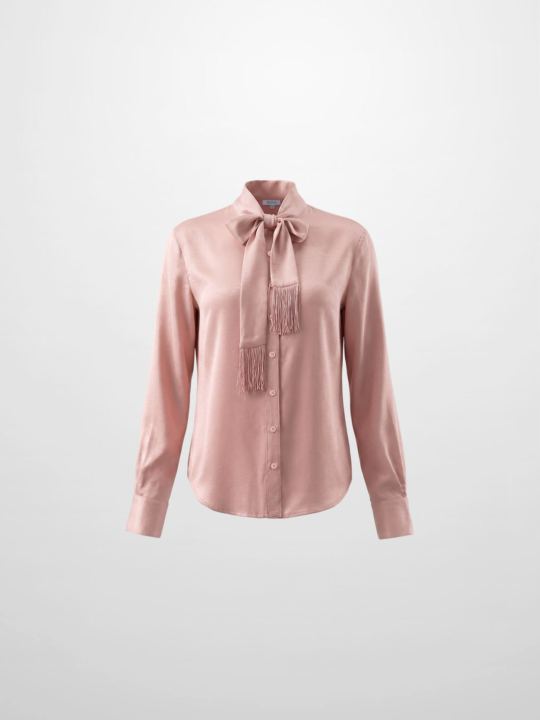 Fringe Bow Blouse-Pink