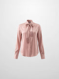 Fringe Bow Blouse-Pink