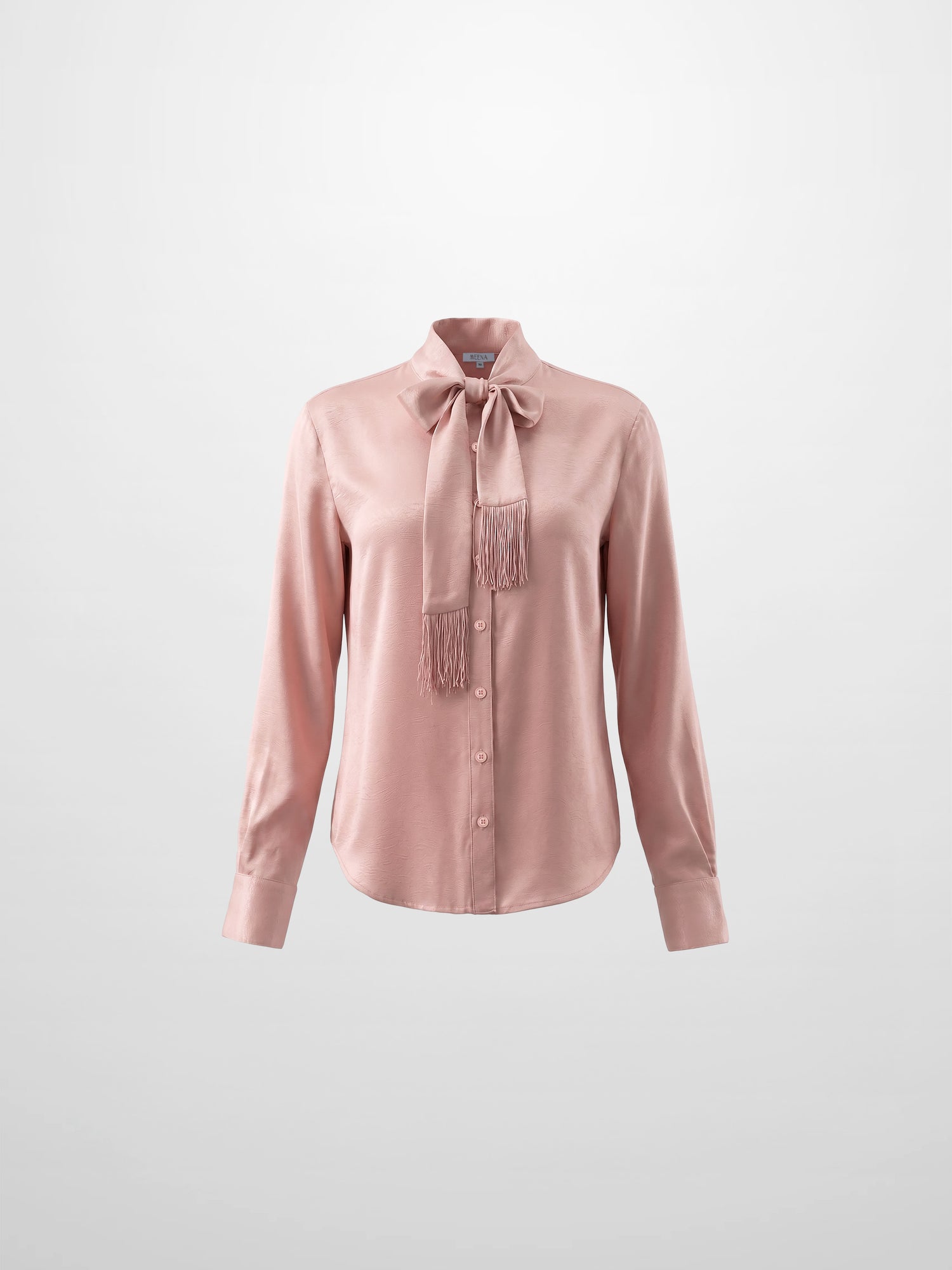 Fringe Bow Blouse-Pink