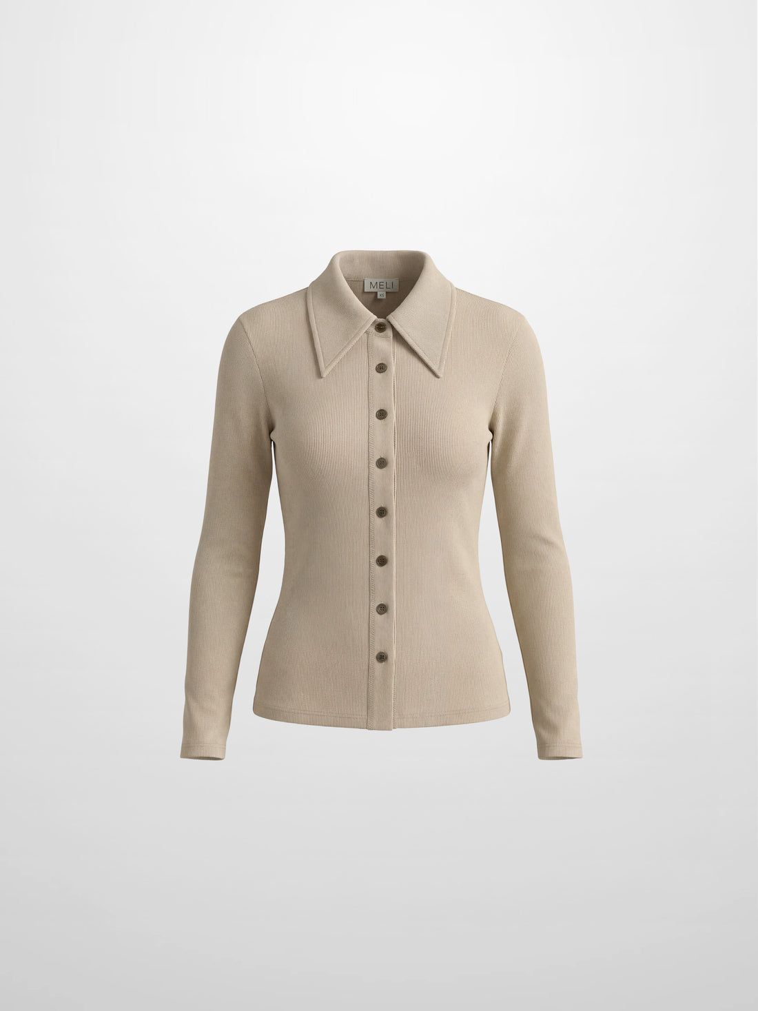 Ribbed Button Down Shirt-Taupe