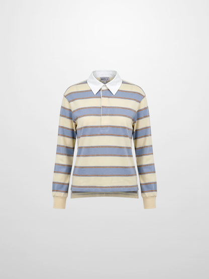 Wide Stripe Rugby T-Shirt-Light Blue Stripe