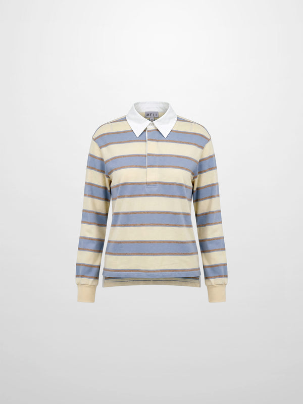 Wide Stripe Rugby T-Shirt-Light Blue Stripe
