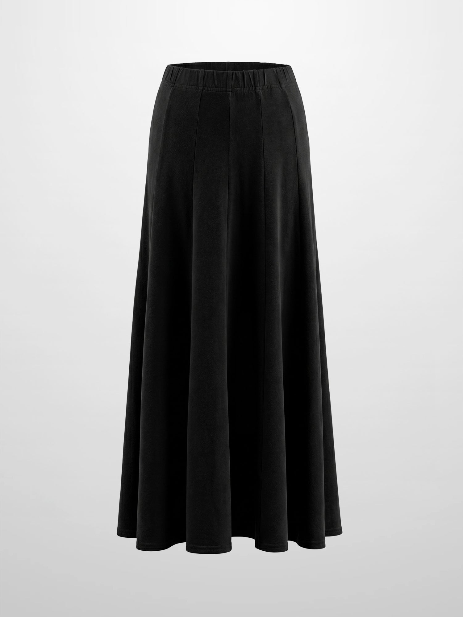 Paneled Flare Skirt 37"-Solid Black
