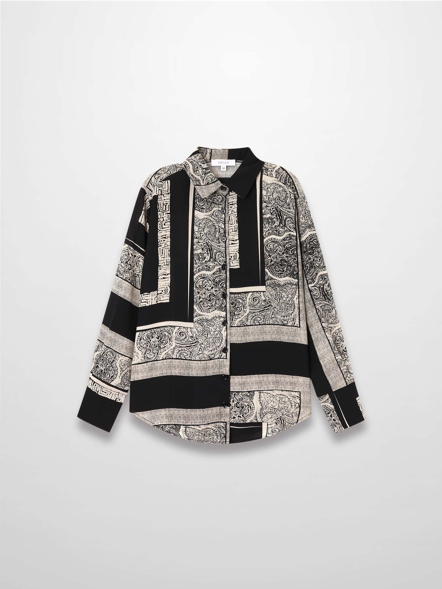 Button Down Collared Blouse-Mix Print