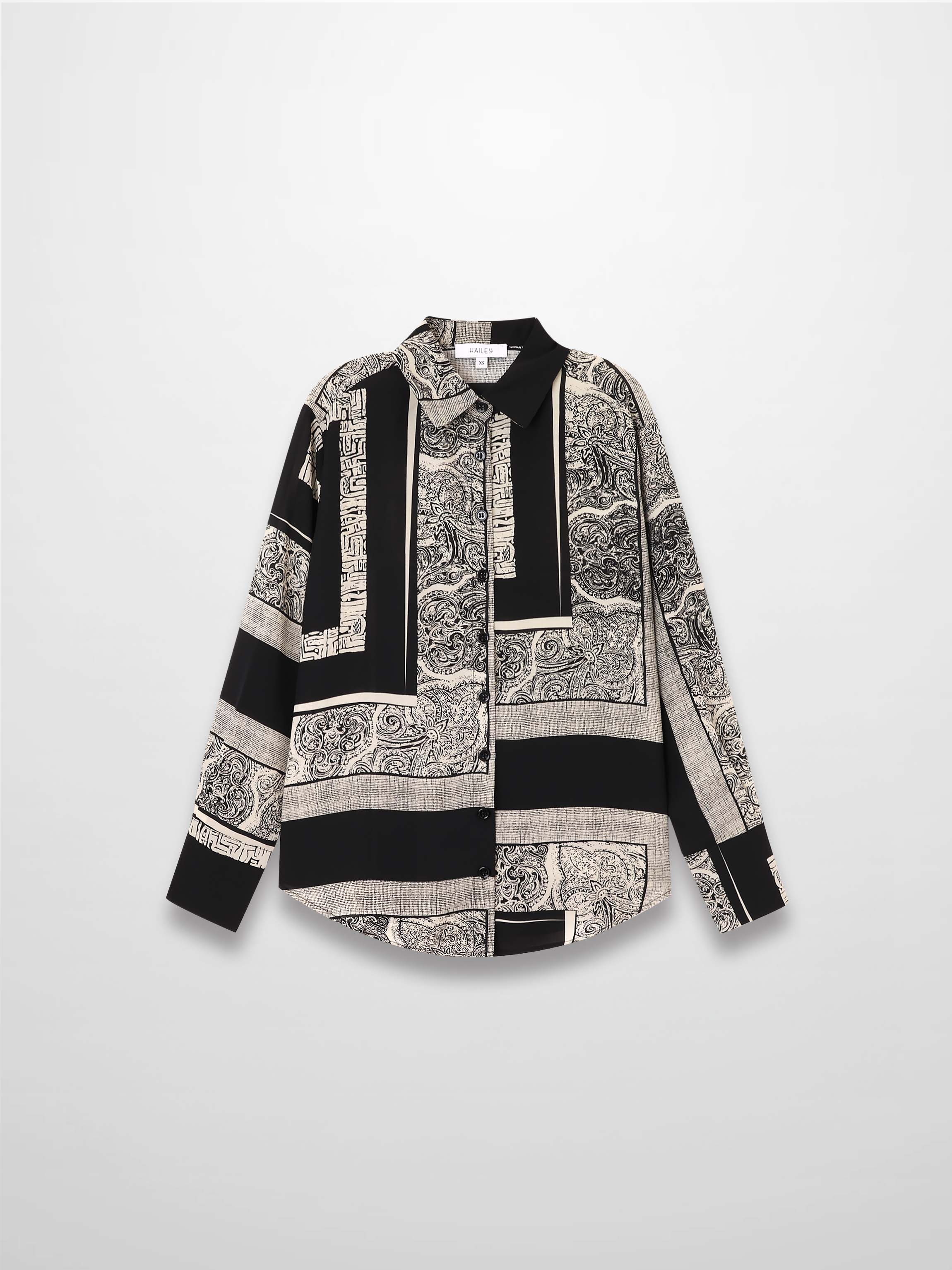 Button Down Collared Blouse-Mix Print