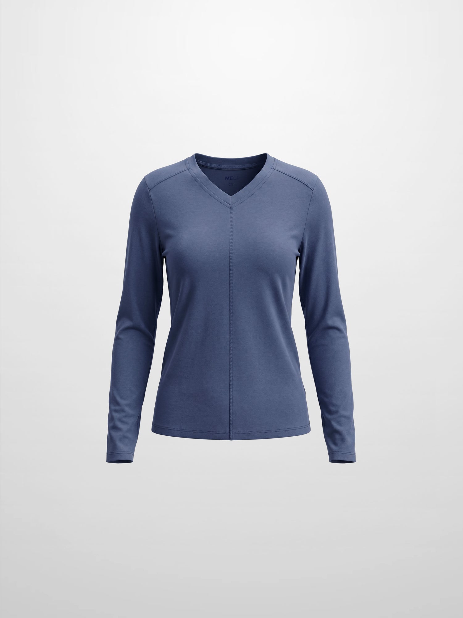 Center Seam High V Tee-Denim Blue