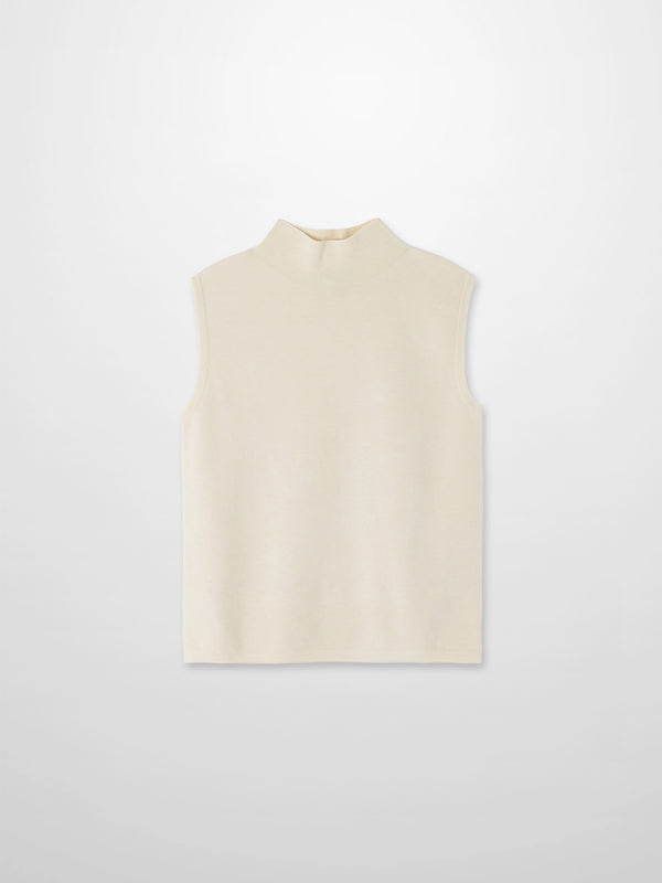 Sleeveless Mock Neck Sweater-Ivory