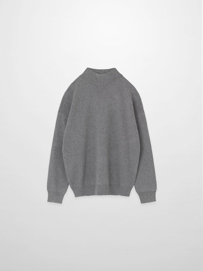 Mock Neck Thin Knit Sweater-Grey