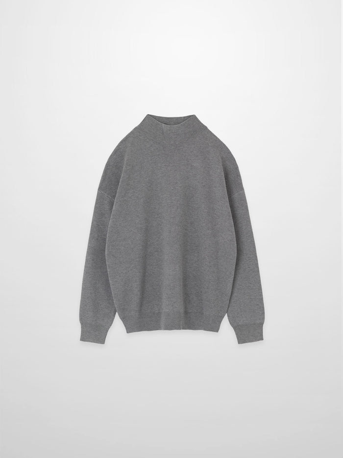 Mock Neck Thin Knit Sweater-Grey