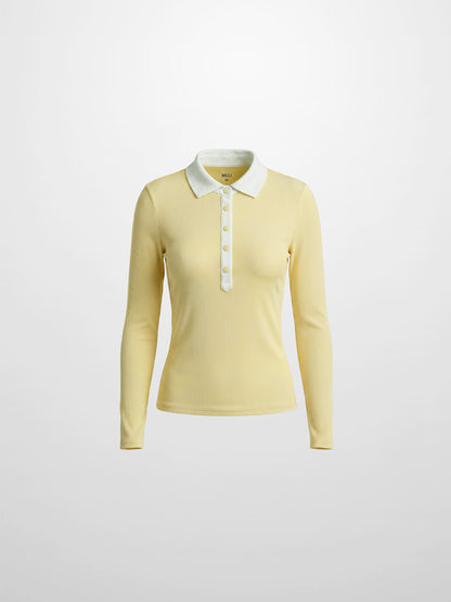 White Collar Polo-Butter Yellow