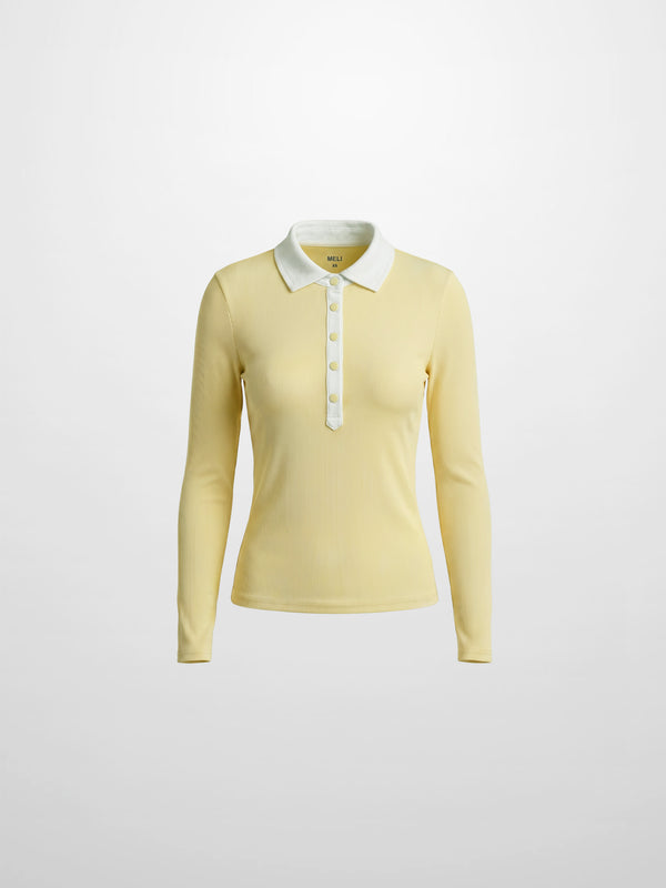 White Collar Polo-Butter Yellow