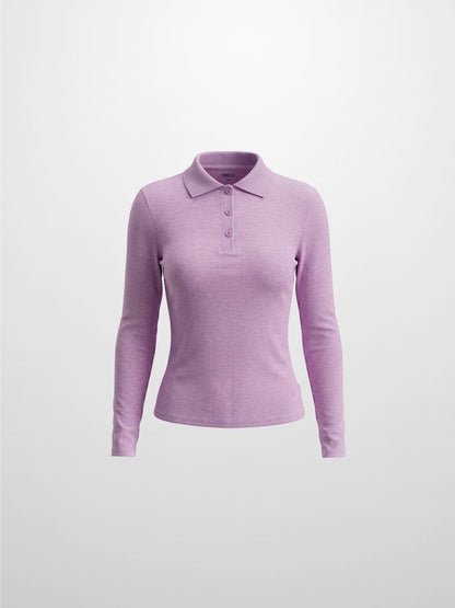 Heathered Collared Tee-Lavender