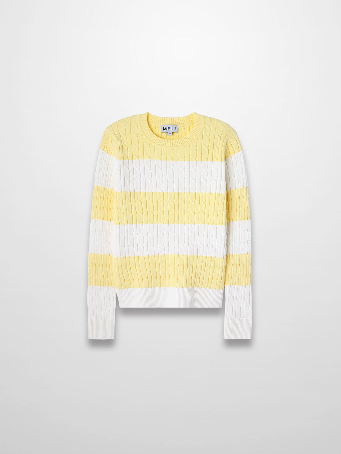 Striped Cable Sweater-Yellow/White