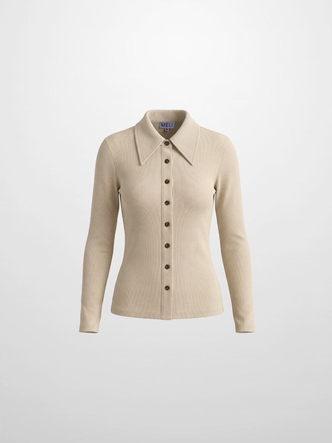 Ribbed Button Down Shirt-Taupe