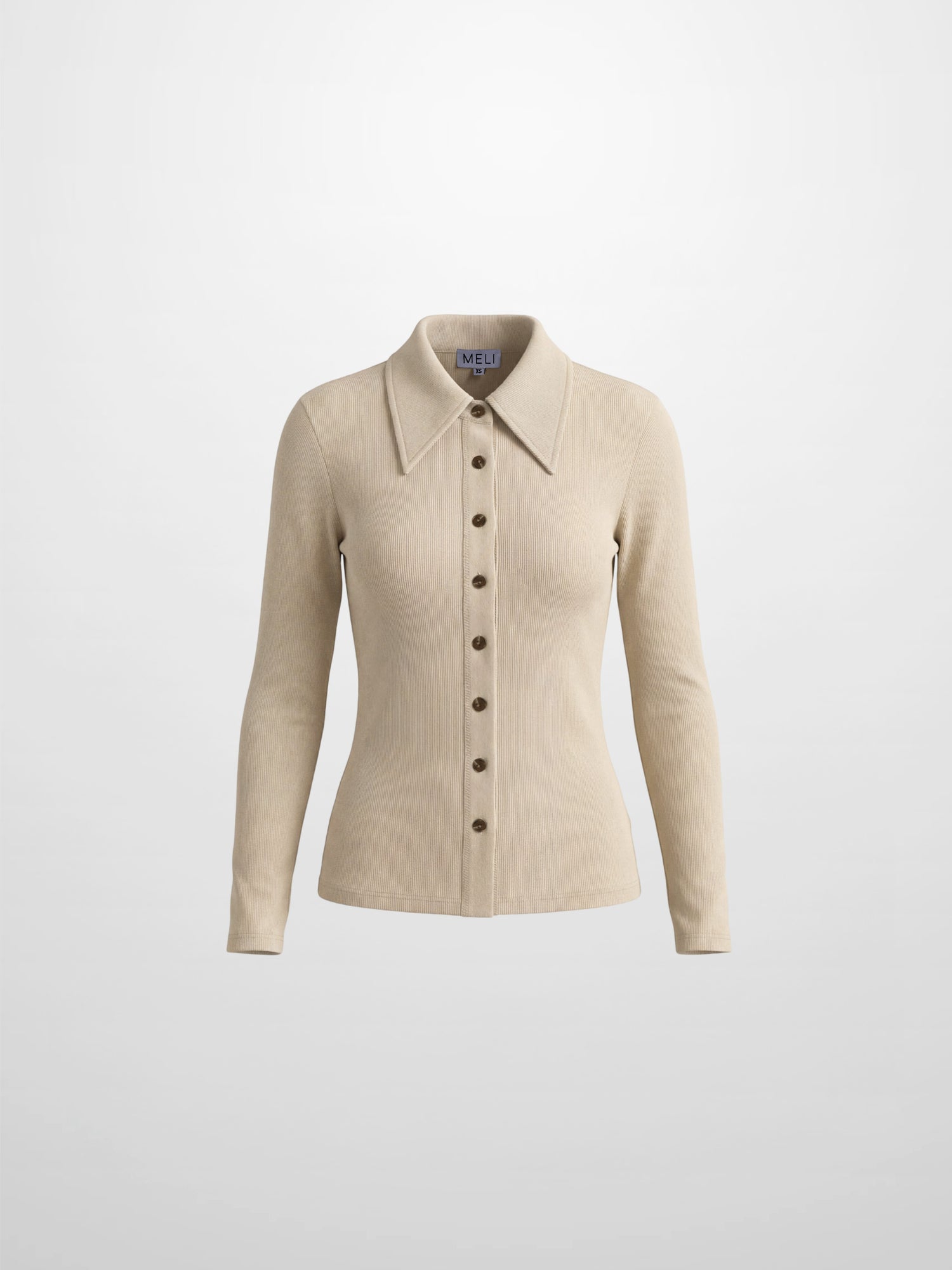 Ribbed Button Down Shirt-Taupe