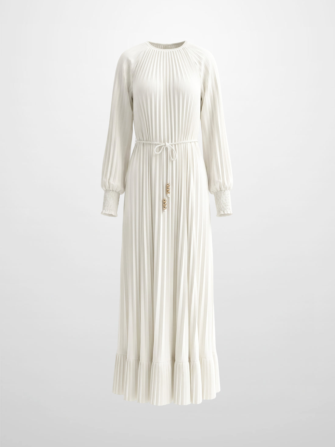 Micro Pleat Dress-White